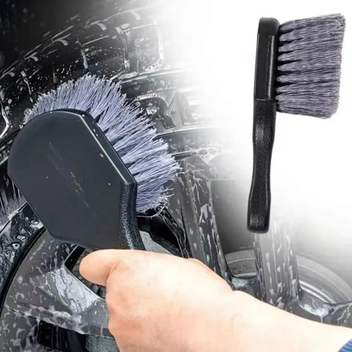 Car Detailing Brush - Auto-Felgenreinigungsbürste, Detailbürste mit Kurzem Griff, Reifen-