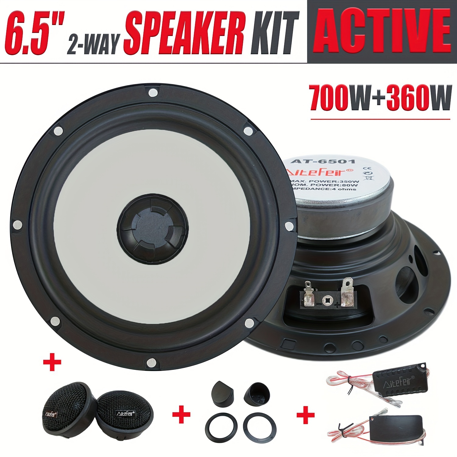 Car Accessories Sound System - 4er-Pack 6,5-Zoll 700W & 1,5-Zoll 360W