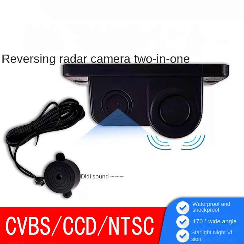 Car Accessories Sound System - JISUIDA 2-in-1-HD-Rückfahrkamera und Rückfahrradar – schwarzes